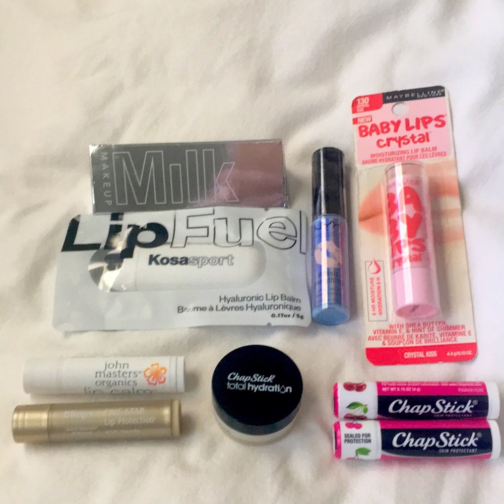 Beauty bundle of lip balms, scrubs, and oils